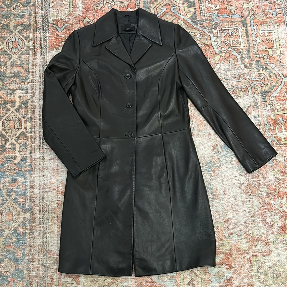 Lamb leather trench coat